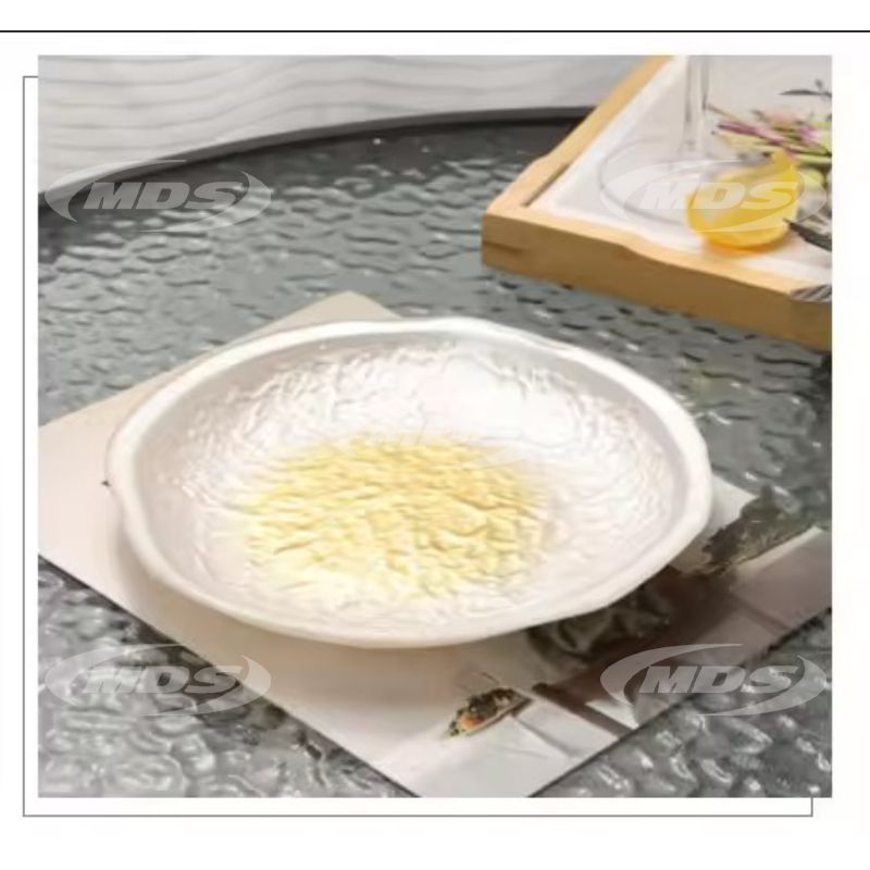 Modern Glam Royal Porcelain Embossed Lace Design White Ceramic Bowl Dining Plate Catering Dishes Hotels Travel Summer Occasions