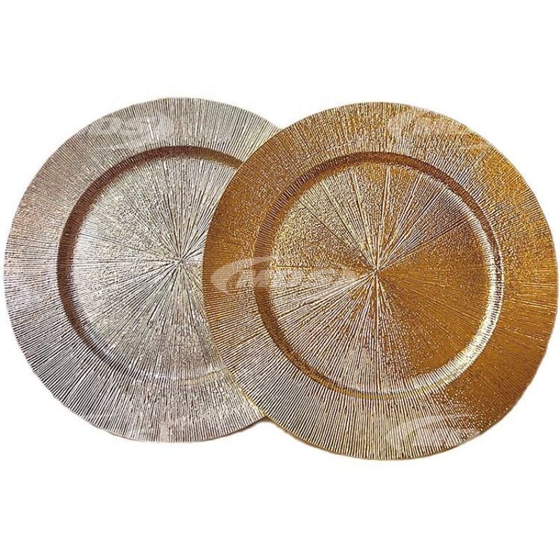 Modern Gold Luxury Round Plastic Dinner Charger Disposable Under Plates for Wedding Decorations and Food Use