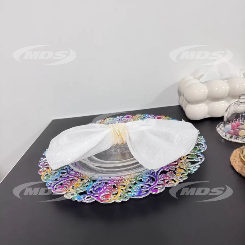 New Arrival Clear Plastic Charger Plates Wedding Decorative Christmas Party Plastic Plates