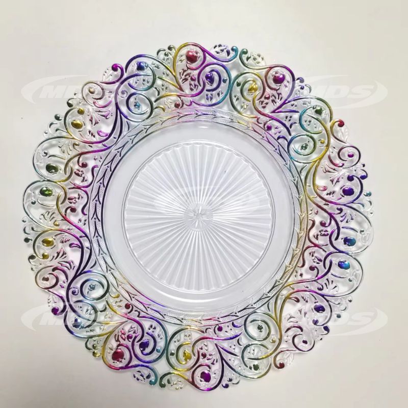 New Arrival Clear Plastic Charger Plates Wedding Decorative Christmas Party Plastic Plates