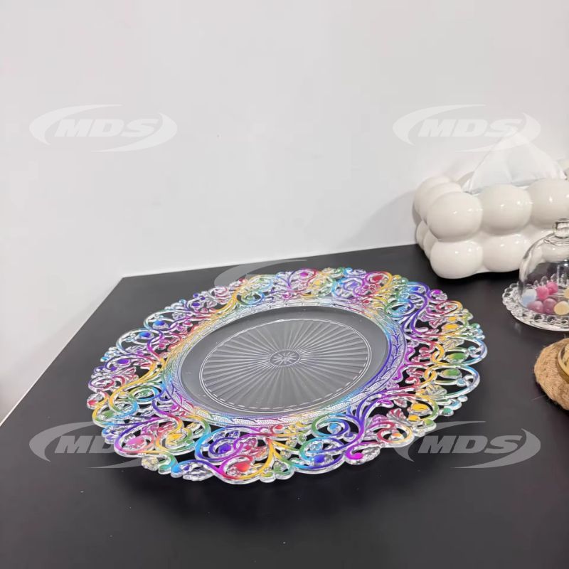 New Arrival Clear Plastic Charger Plates Wedding Decorative Christmas Party Plastic Plates