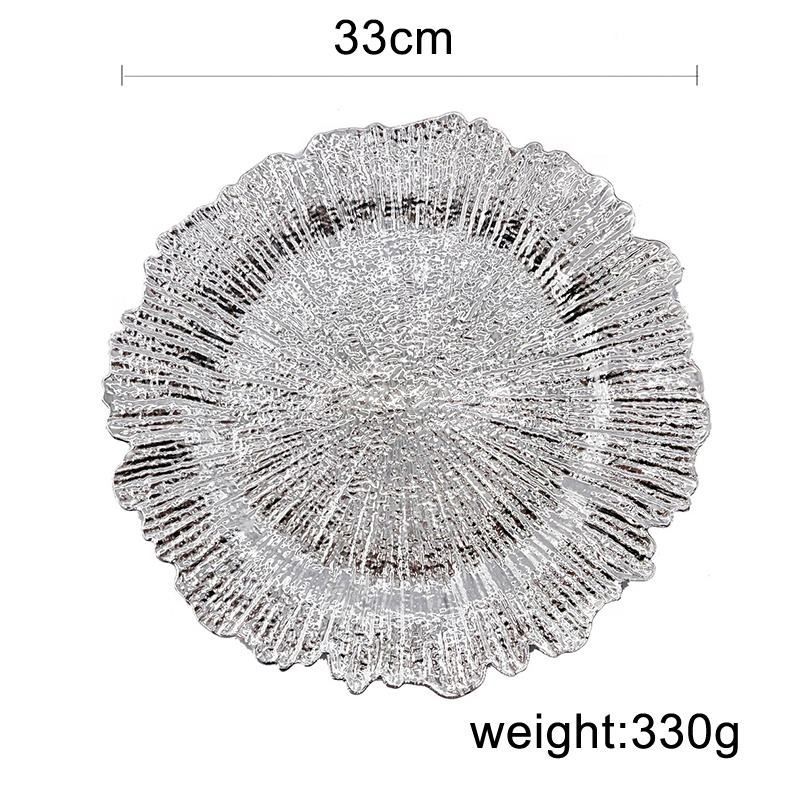 Plastic Decorative Plates for Table Setting Gold Charger Plate Wholesale Wedding Hotel Party Charger Dinner Plate