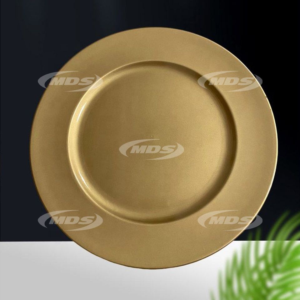 Wedding holidays party decor 13 inch round gold chargers tableware dish luxury plastic charger plates