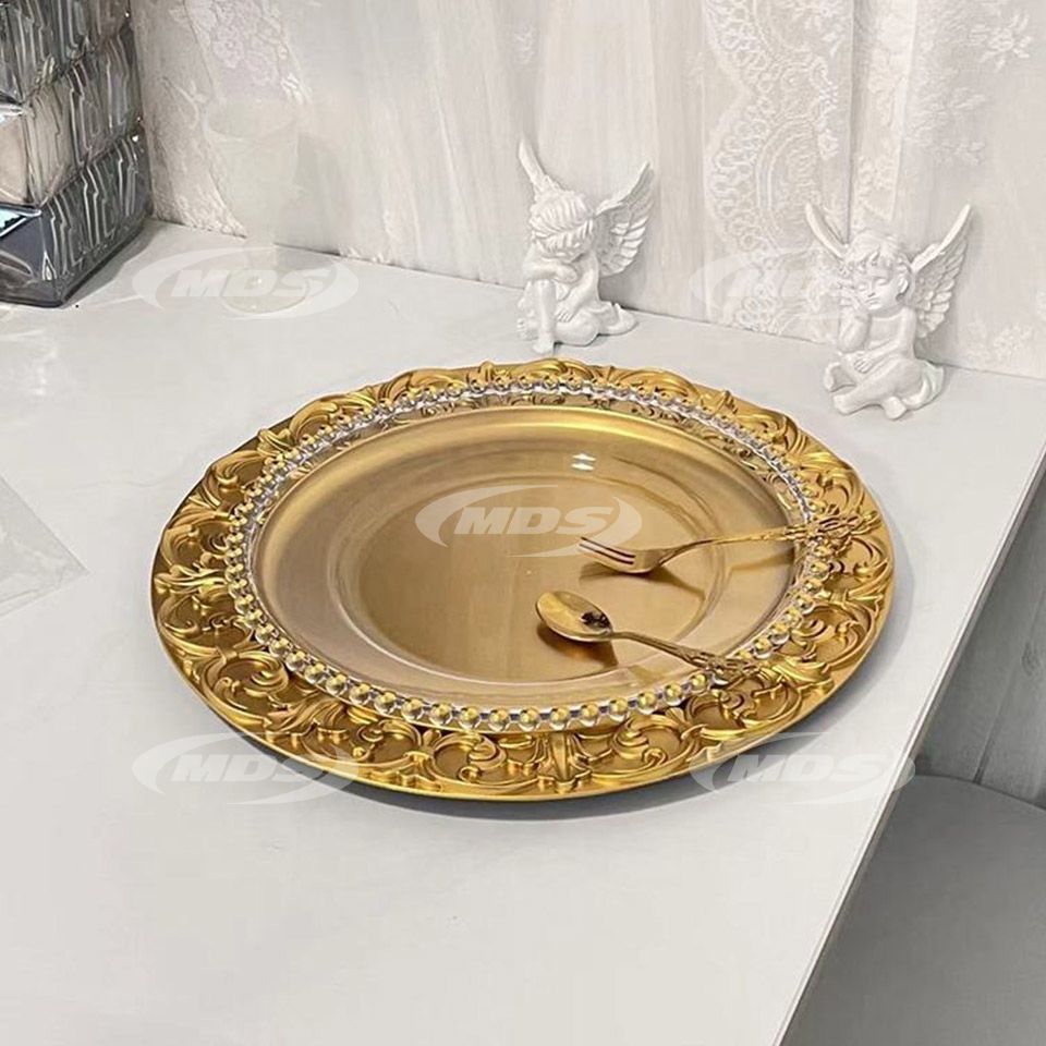 13 inch round gold charger plastic plate