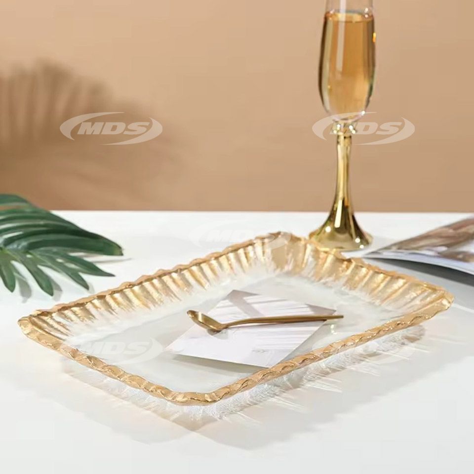 China leading manufacturer & exporter of Creative gold foil irregular glass plate