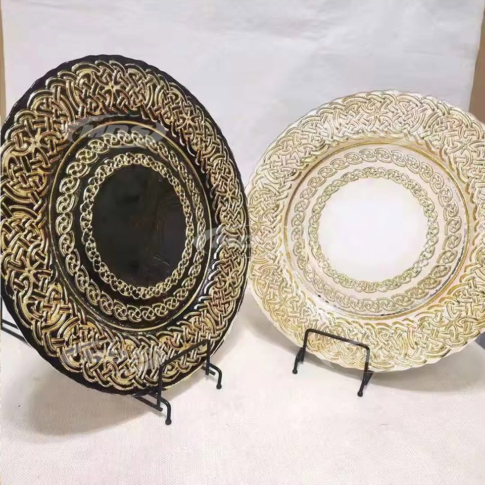 Wholesale, Customized Customized gold glass charger plates