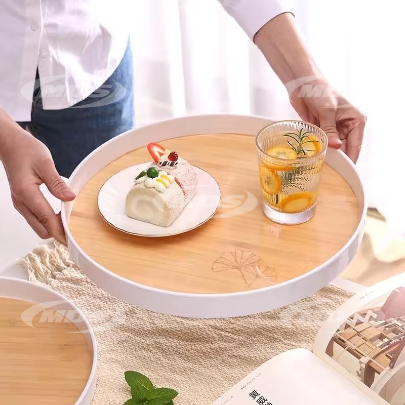 Antique rectangle round plastic tray custom printed hotel food grade antique melamine serving trays