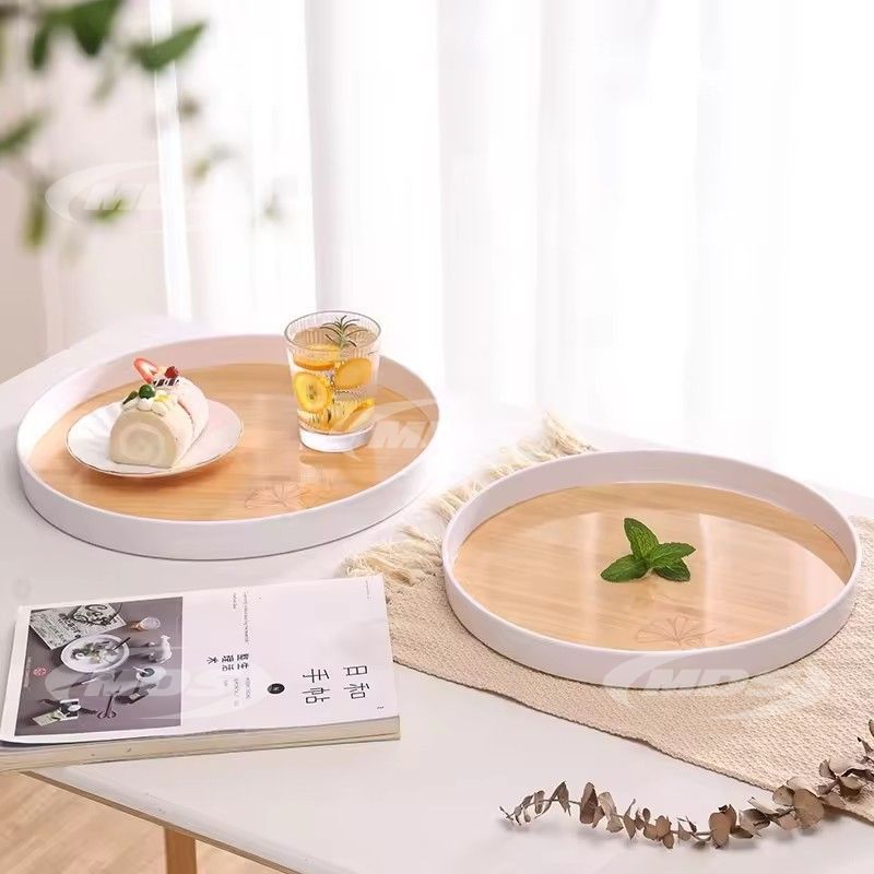 Antique rectangle round plastic tray custom printed hotel food grade antique melamine serving trays