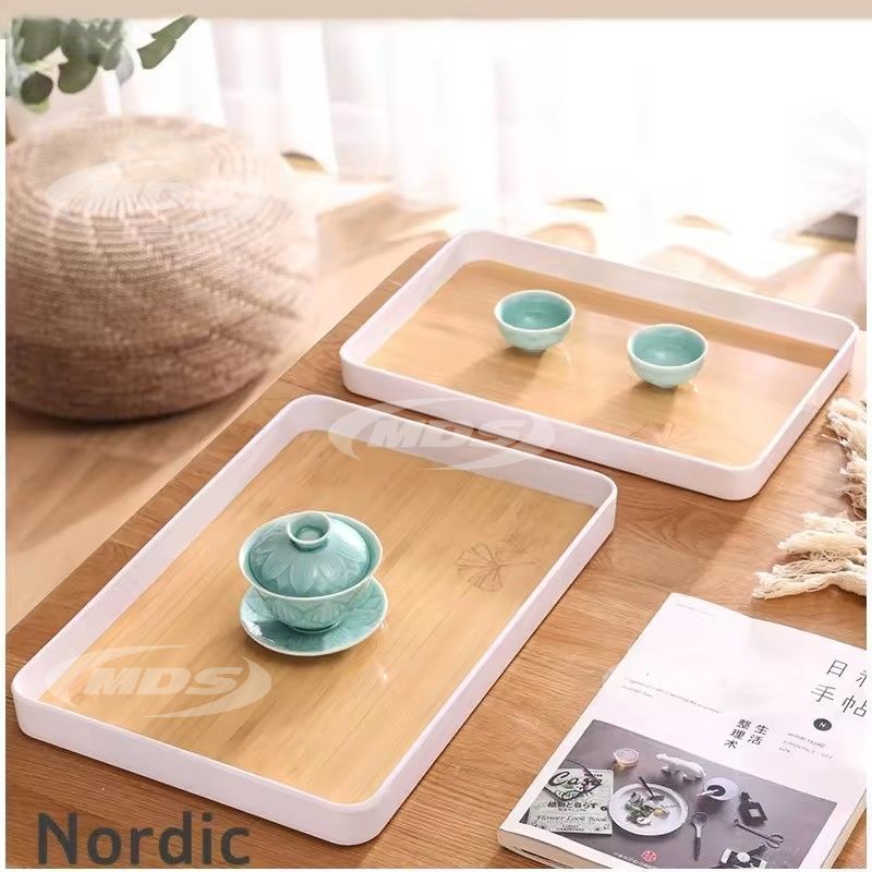 Antique rectangle round plastic tray custom printed hotel food grade antique melamine serving trays