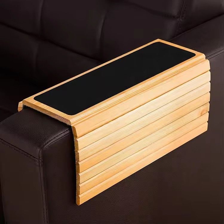 Anti-slip armrest organizer protector drink holder coaster bamboo wood sofa arm tray table