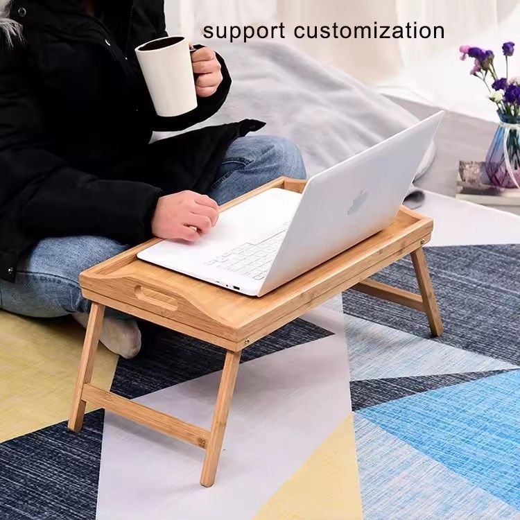 Bamboo wooden breakfast lazy table laptop bed serving tray with folding legs