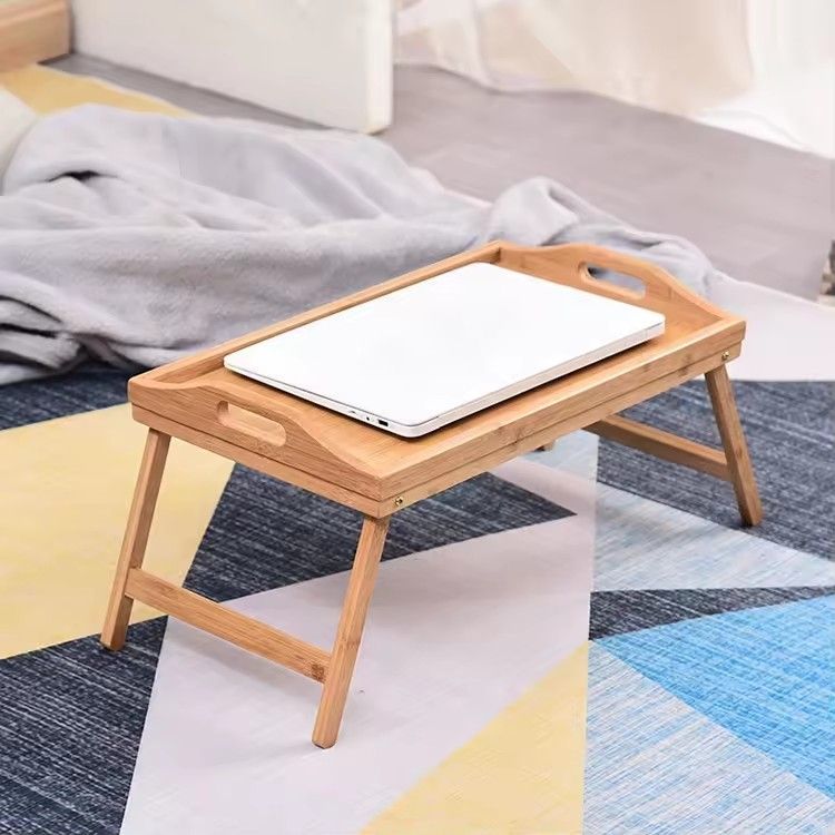 Bamboo wooden breakfast lazy table laptop bed serving tray with folding legs