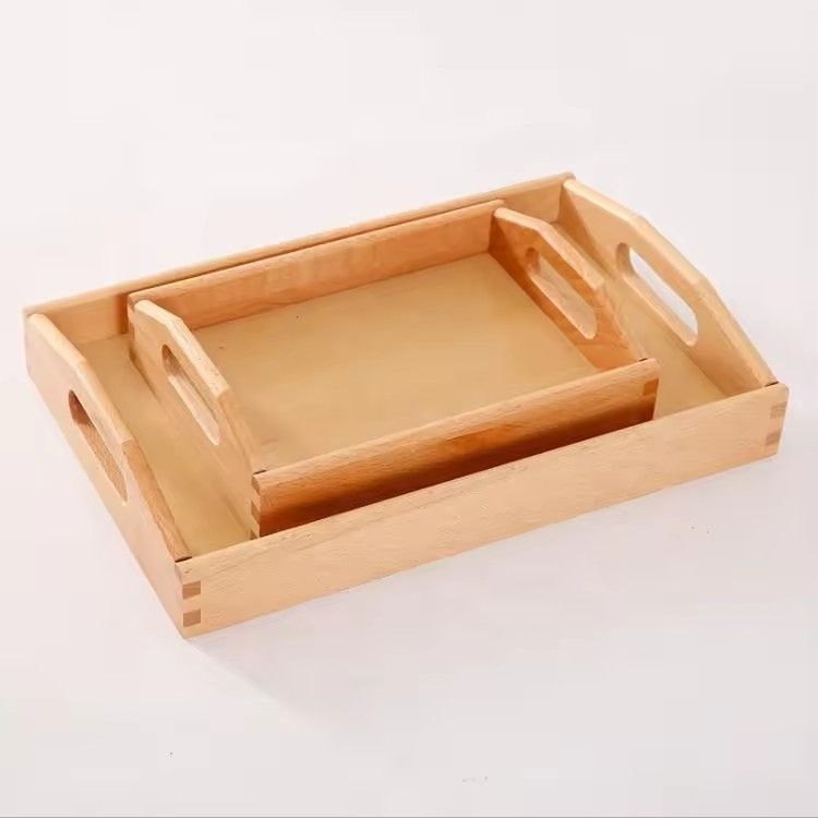 Bandeja de madera rectangle serving wooden food serving tray with handle bamboo tea tray