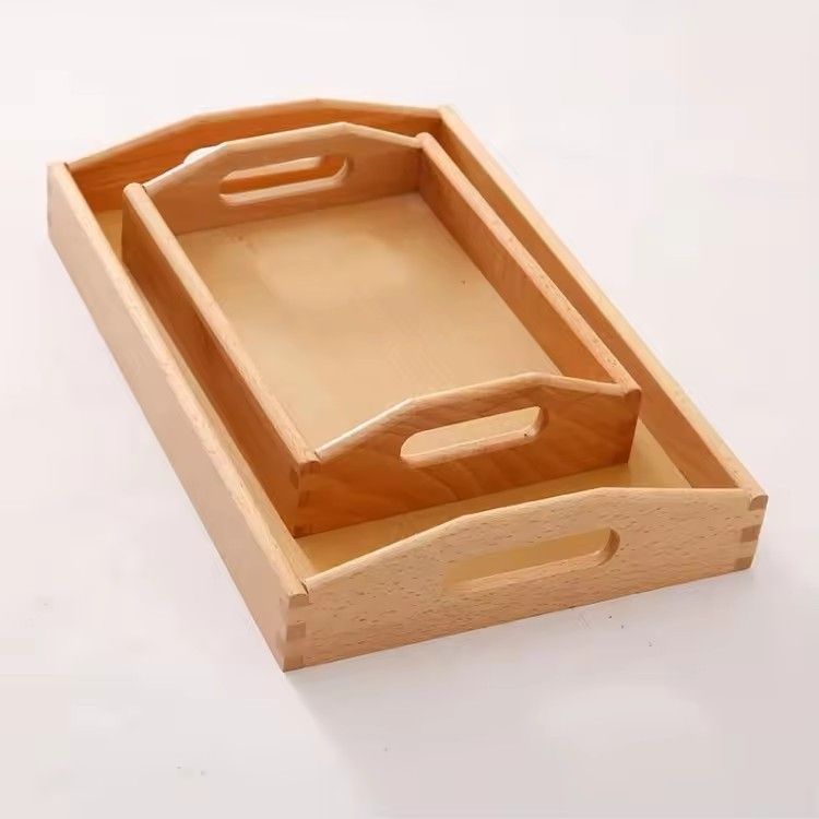 Bandeja de madera rectangle serving wooden food serving tray with handle bamboo tea tray