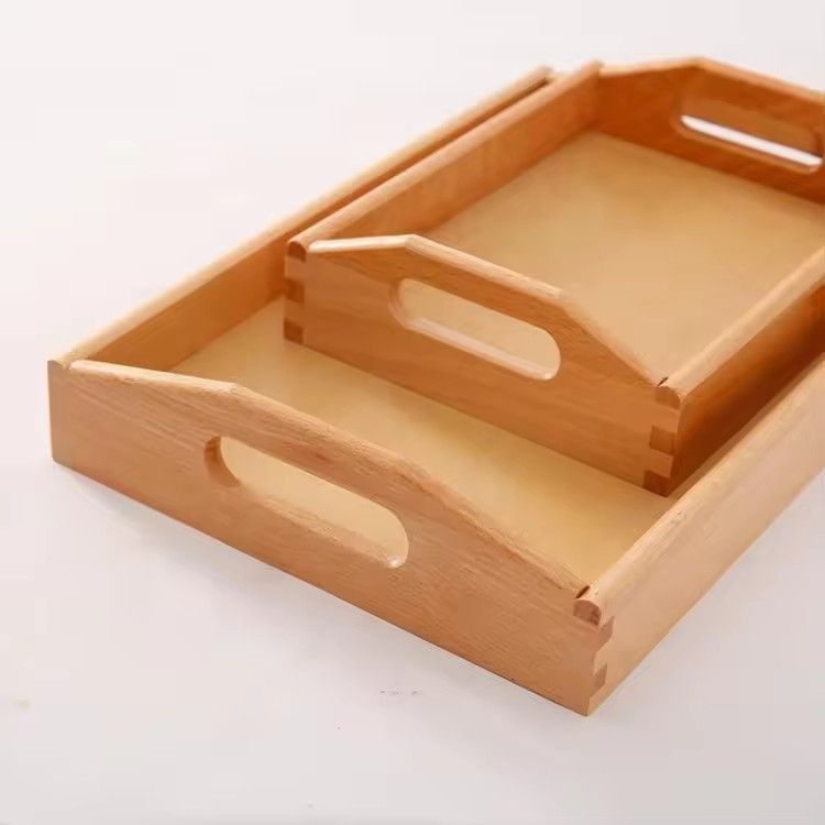 Bandeja de madera rectangle serving wooden food serving tray with handle bamboo tea tray