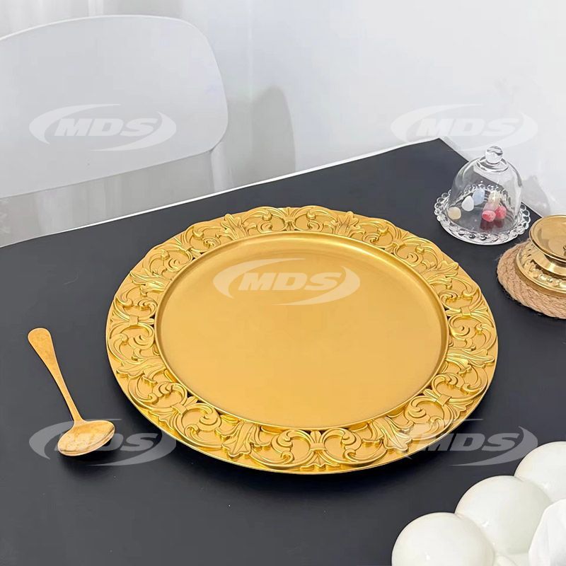 Wholesale Gold plastic Charger Plates 13 inches Round  Dish