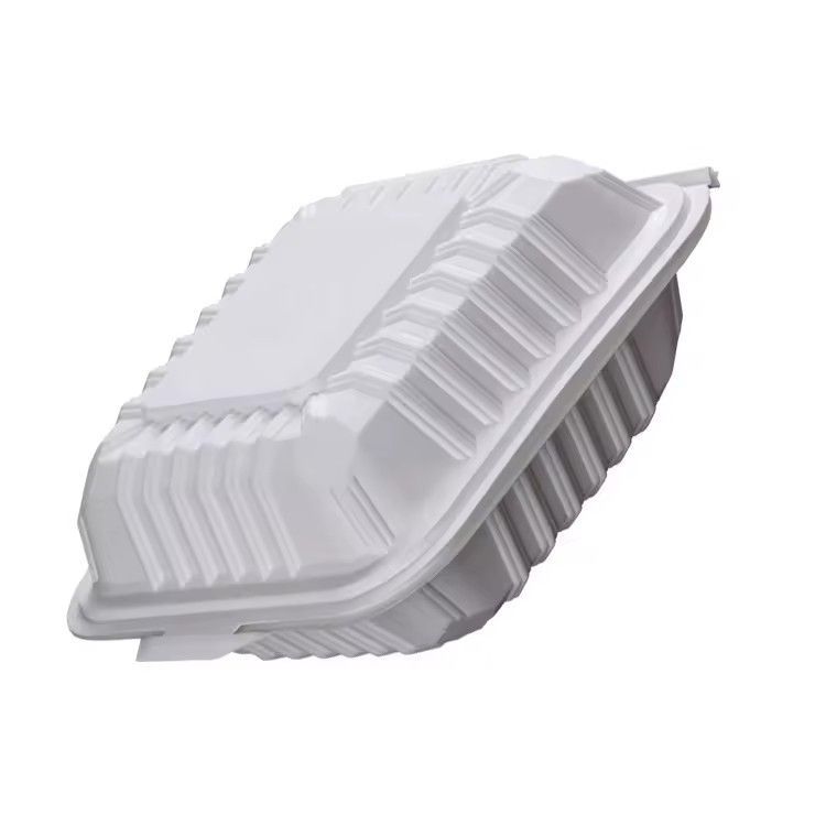 Biodegradable clamshell food container lunch box 4 compartment cornstarch bento box