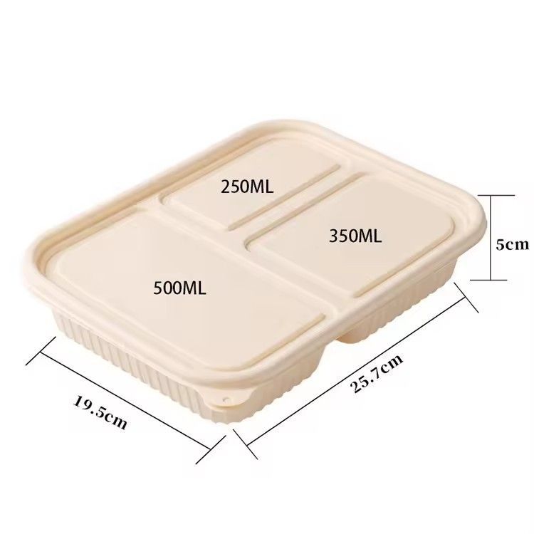 Biodegradable disposable food container packaging box 5 compartment microwave safe takeout cornstarch lunch box