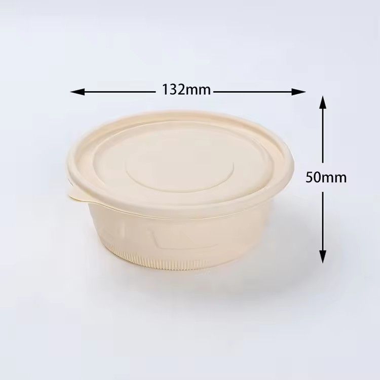 Disposable biodegradable round fast food packaging lunch bowl take away cornstarch salad disposa