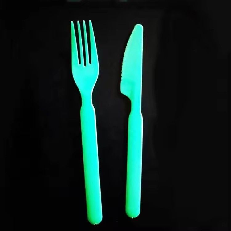 Western food knife fork spoon disposable black plastic cutlery set