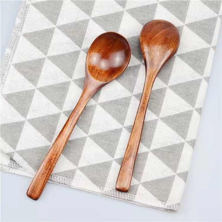 Japanese style round 7inch wood spoon stirring spoon wooden spoon for honey milk tea