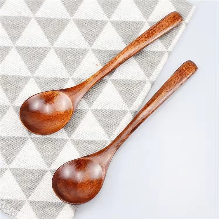 Japanese style round 7inch wood spoon stirring spoon wooden spoon for honey milk tea