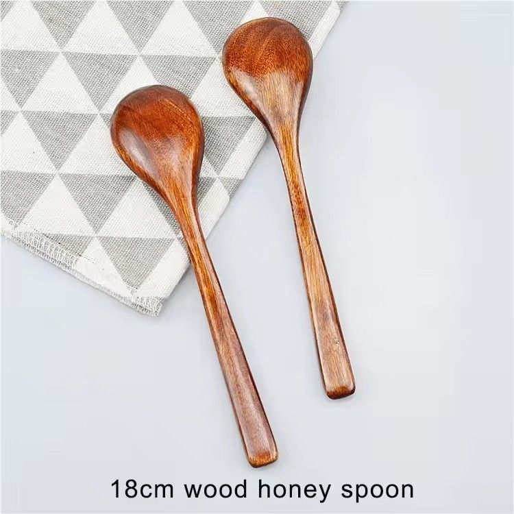 Japanese style round 7inch wood spoon stirring spoon wooden spoon for honey milk tea