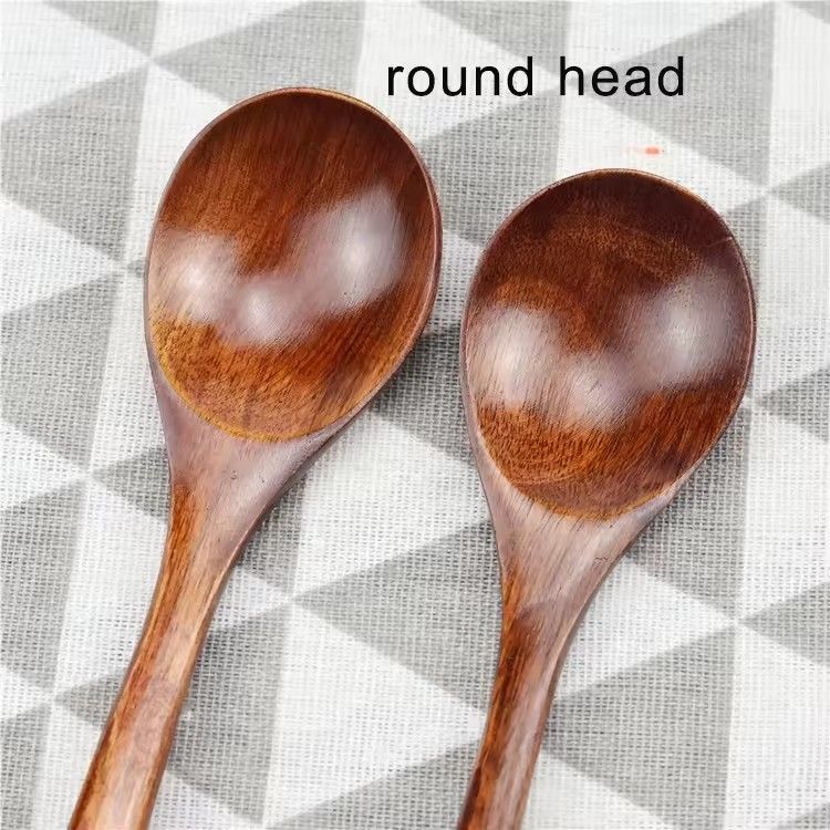 Japanese style round 7inch wood spoon stirring spoon wooden spoon for honey milk tea