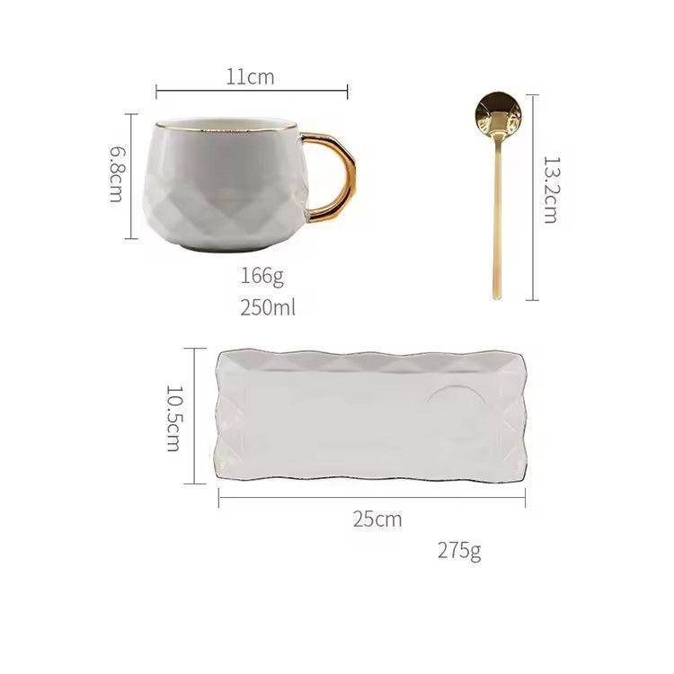 Nordic coffee mug saucer set 250ml creative ceramic cups set with saucer and spoon for office