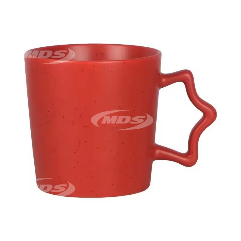 New products good quality red and white ceramic tea coffee mug with star handle