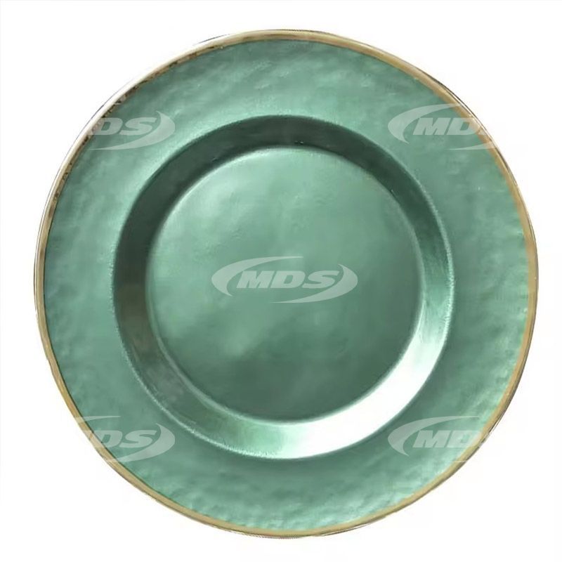 Wholesale Wedding Green Glass Charger Plates With Gold Rim Antique Gold Plate 13inch Gold Rim Glass Charger Plates Sets