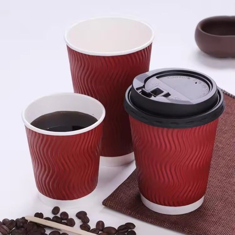 OEM printed logo S shaped disposable customize corrugated coffee paper cup manufacturer