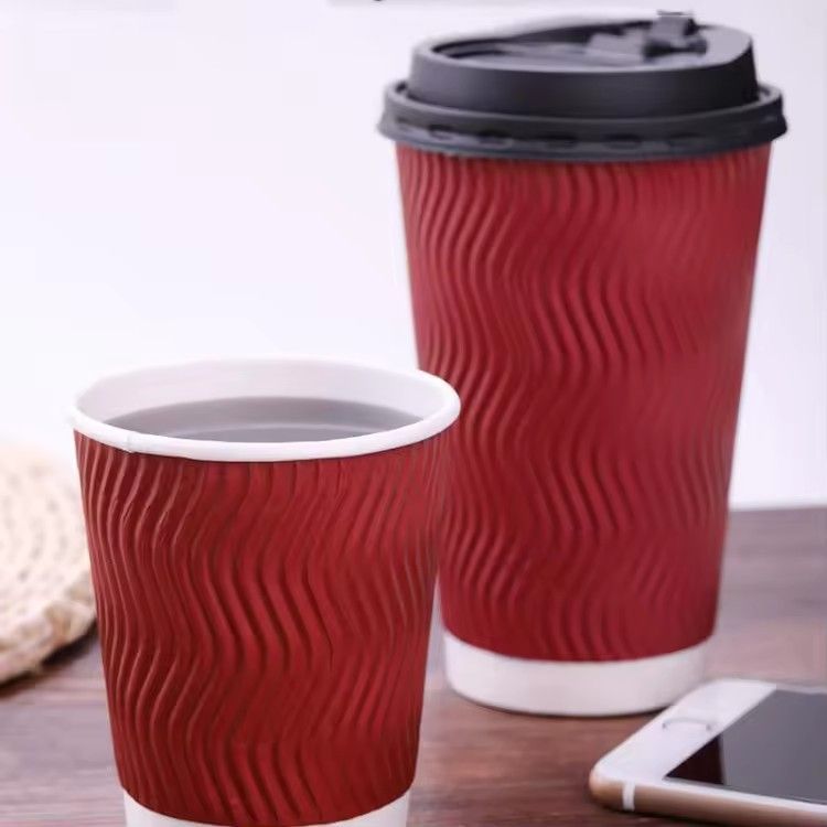 OEM printed logo S shaped disposable customize corrugated coffee paper cup manufacturer