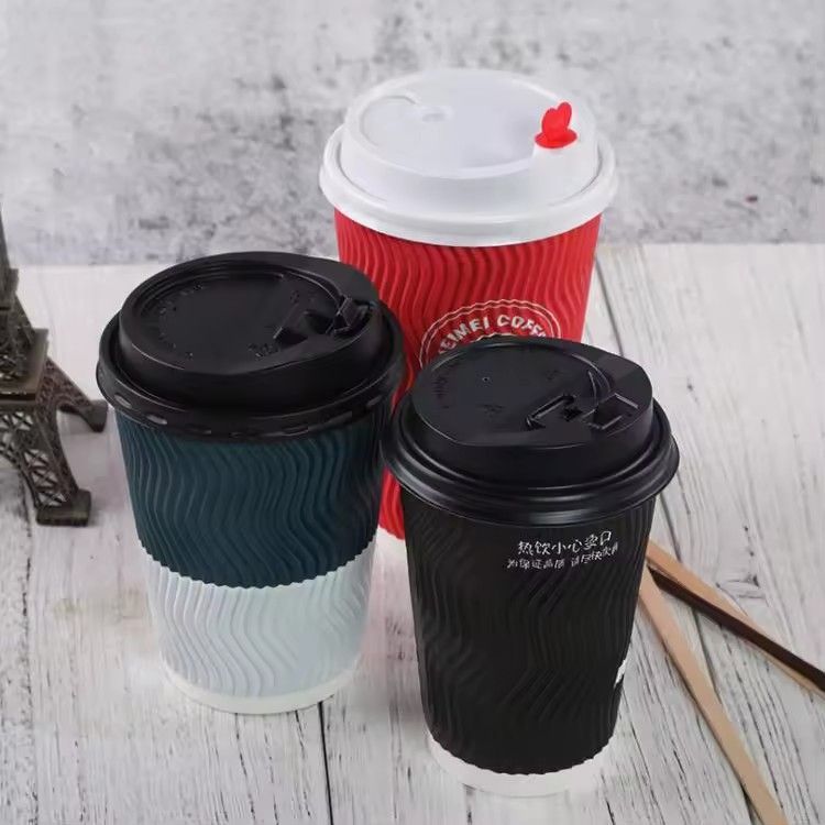 OEM printed logo S shaped disposable customize corrugated coffee paper cup manufacturer