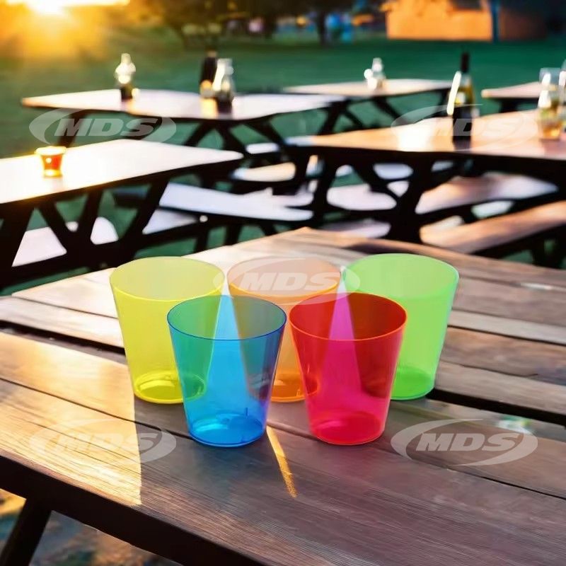 Disposable 38ml PP white wine glass recyclable juice cold drink transparent colored plastic cups