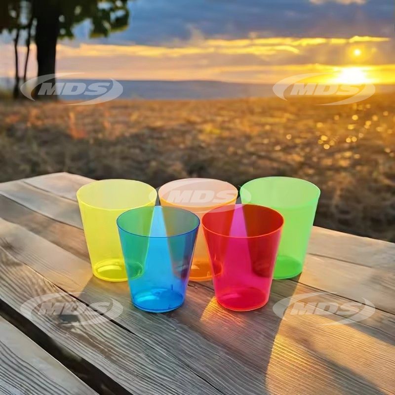 Disposable 38ml PP white wine glass recyclable juice cold drink transparent colored plastic cups