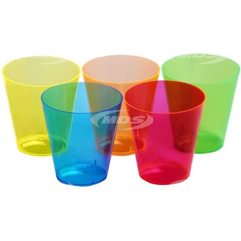 Disposable 38ml PP white wine glass recyclable juice cold drink transparent colored plastic cups