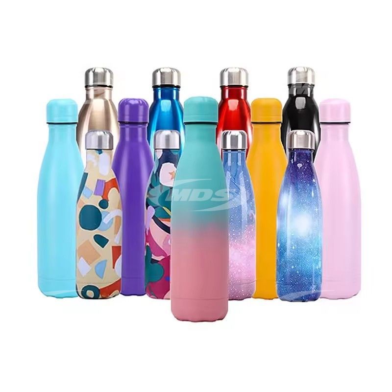 Custom logo 500ml double wall sport vacuum bottle colas shape stainless steel insulated water bottle