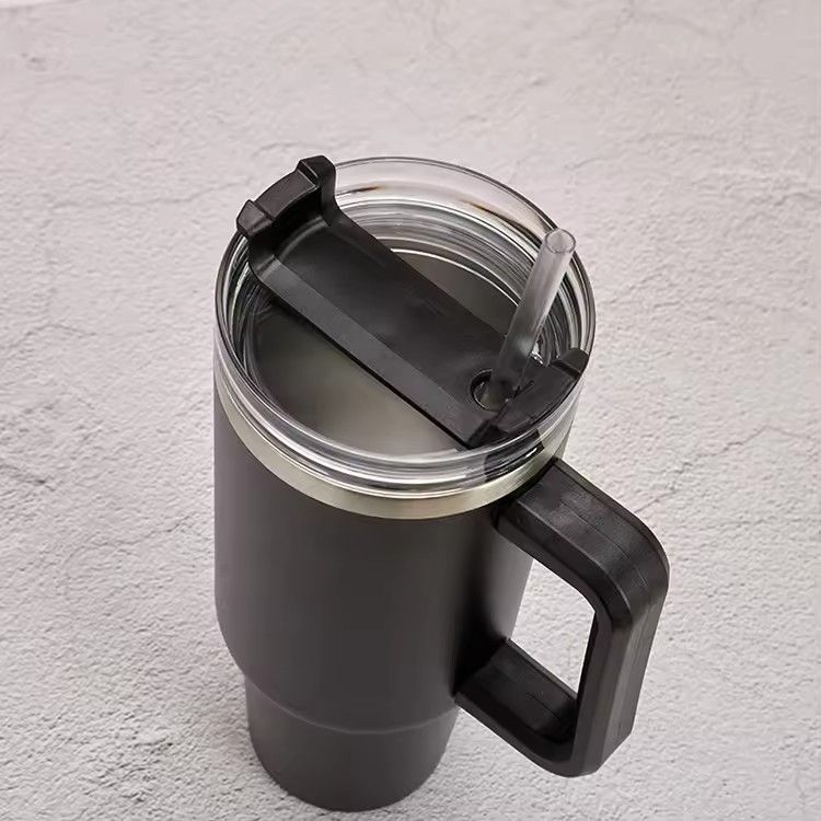 1200ml/40oz double wall water tumblers with handle and straw powder coated stainless steel vacuum insulated tumbler