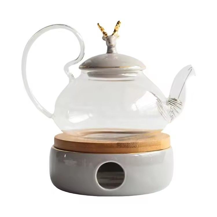 Rustic high white porcelain teacup coffee & tea sets with teapot warmer ceramic tea pot and cup set