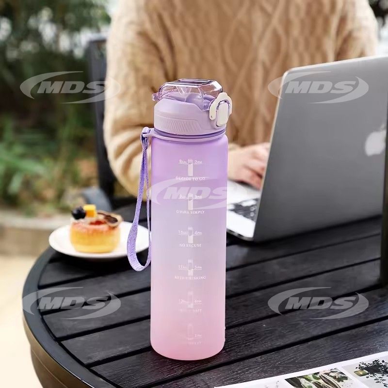 Garrafa De Agua large capacity 1L gradient color 1000ml travel running hiking gym motivational water bottle