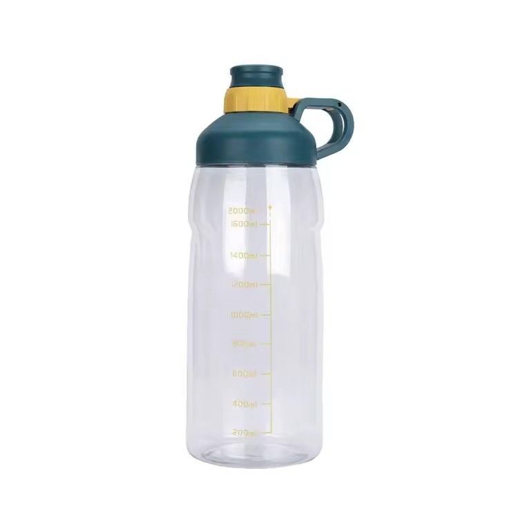 Reusable no BPA 2000ml plastic motivational bottle to take water wide mouth sports gym water bottle