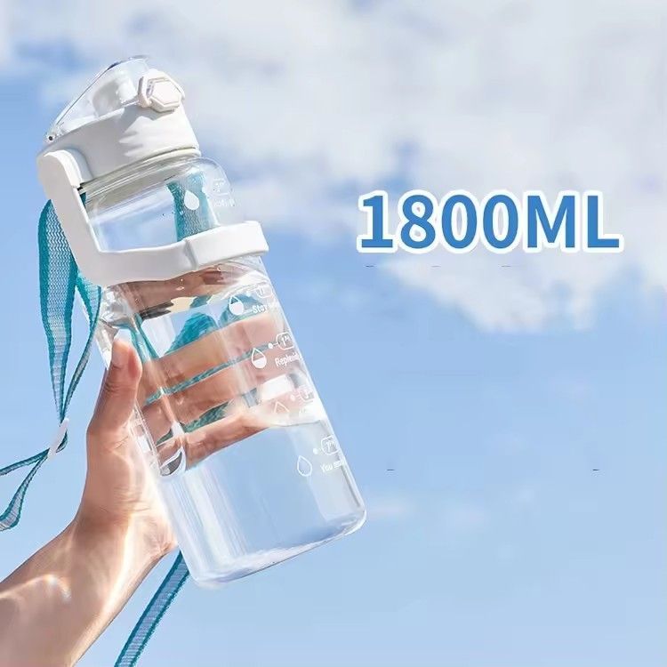 Fitness time marker sports drinking bottle non-toxic bpa free 60oz gym motivational water bottle with straw lid