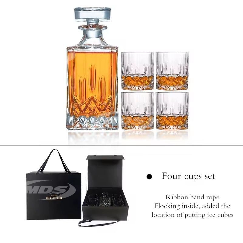 Wholesale classical crystal luxury whiskey decanter glasses 6 whiskey bar set