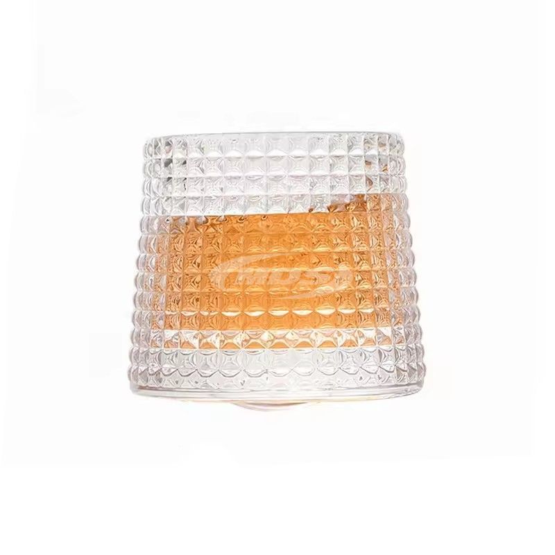 Creative Custom Logo Boxes Relief Decompression Embossed Crystal Whisky Glass Cup Rotating Whiskey Glasses Sets