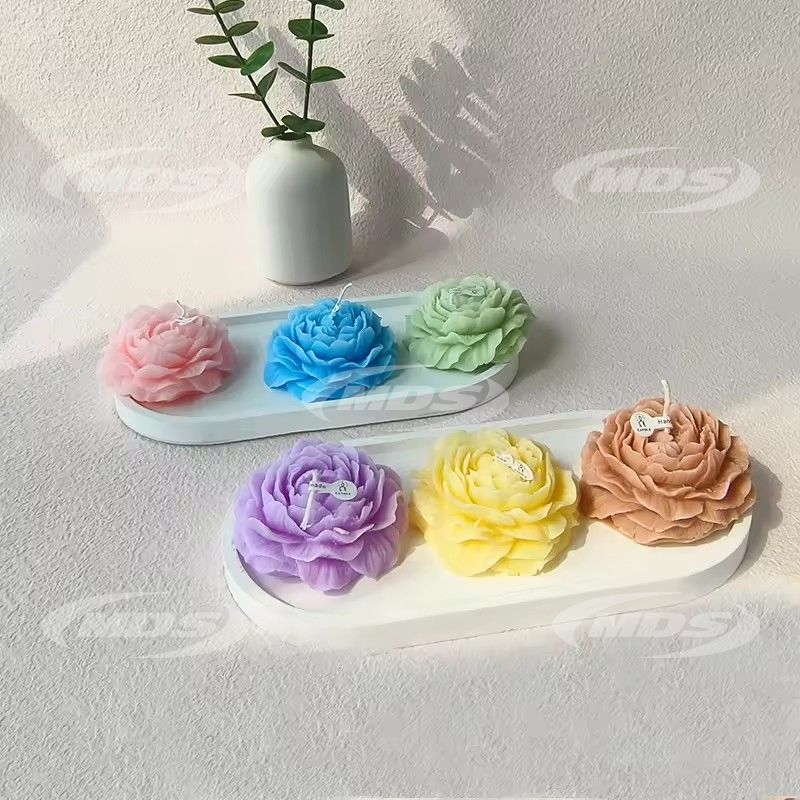 Wholesale decorative flower aromatherapy peony shaped flower scented candle for wedding home decor