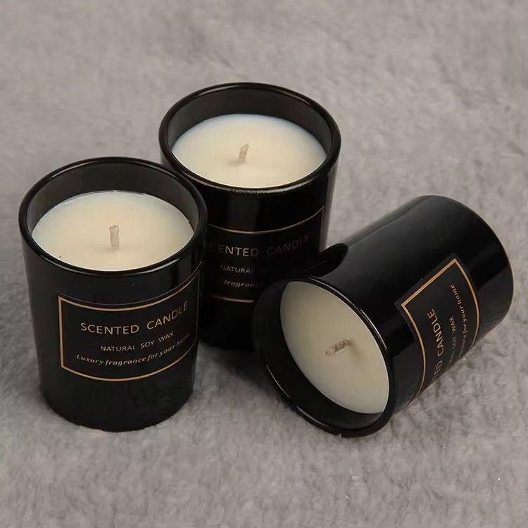 Aroma gift candles custom soy wax frosted black glass jar scented candle for gift home decor