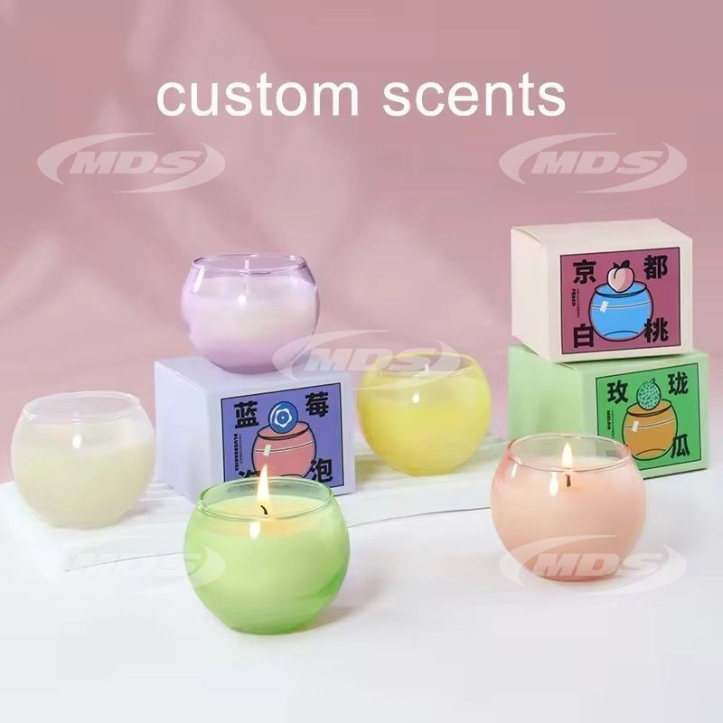 Eco friendly home decoration fruit fragrance candle custom logo glass jar scented soy candles gifts