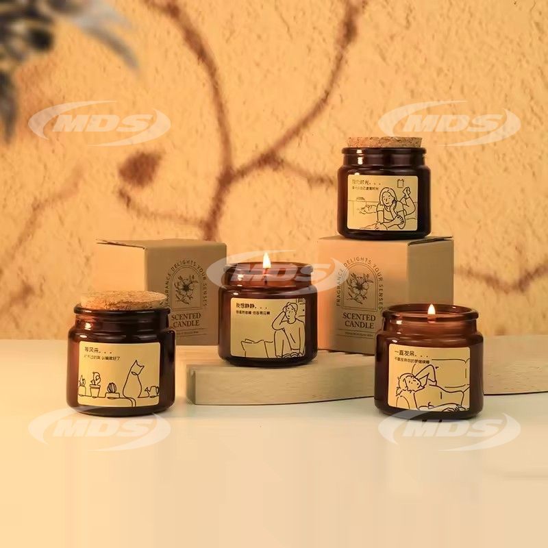 High-end custom soy wax fragrance candles home decor glass jar gift scented candle with cork lid