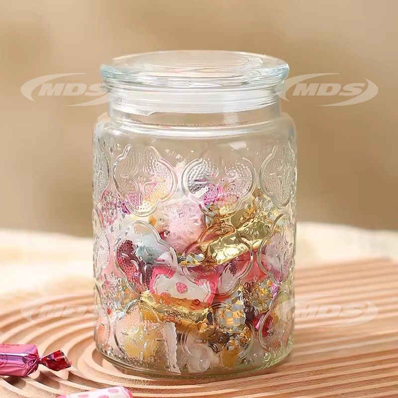 Circular kitchen spice storage borosilicate glass container set with customized sealed and lid